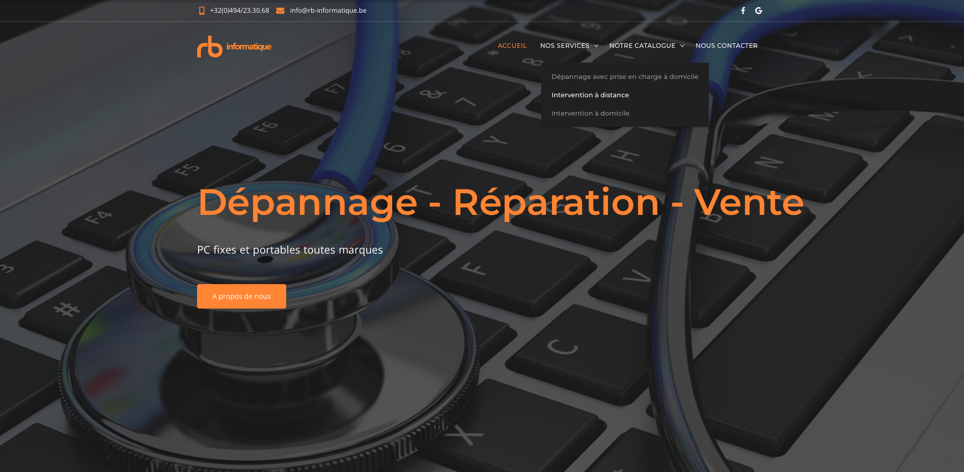 Capture du site RB Informatique